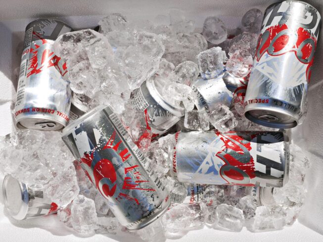 coors light in a bed of ice